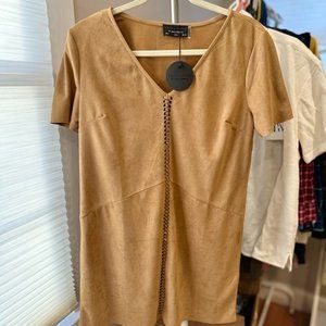 NWT Dress Forum Faux Suede Tan Dress Small